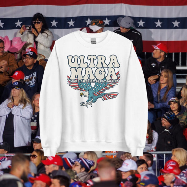 Ultra MAGA Make America Great Again Distressed Sweatshirt white