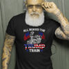 All Aboard Trump Train 2024 American Flag Trump Support T-Shirt