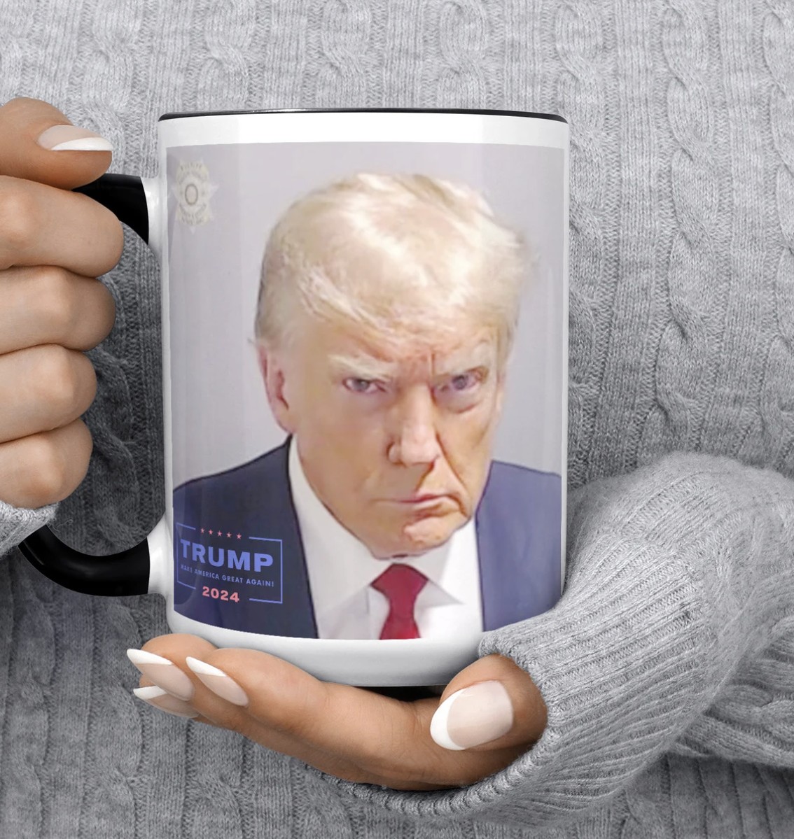 Donald Trump Mug Shot Limited Edition Donald Trump Mug Shot Mug with TRUMP 2024 Logo MESSAGE