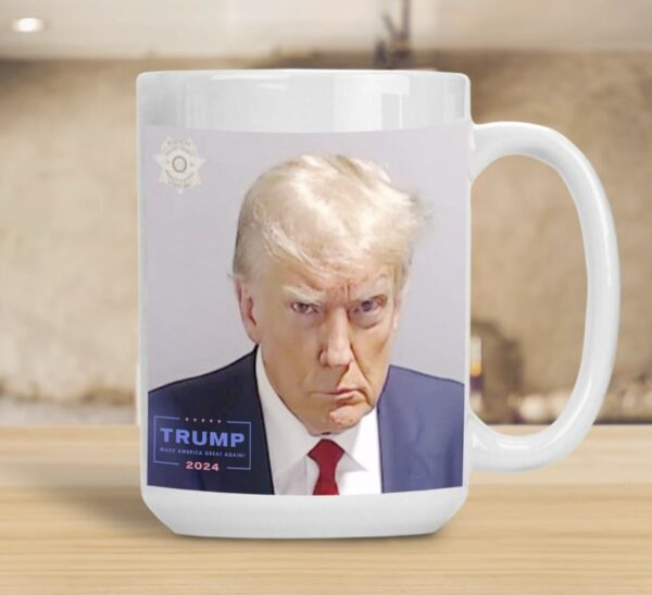 Donald Trump Mug Shot Limited Edition Donald Trump Mug Shot Mugs with TRUMP 2024 Logo MESSAGE