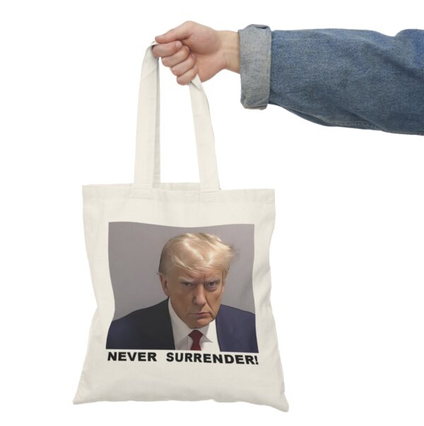 Trump Never Surrender Natural Tote Bag Back