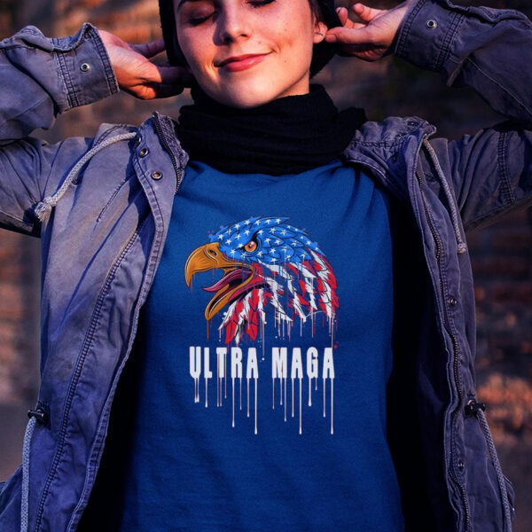 Ultra MAGA Bald Eagle Bloody Splatter Trump 2024 Anti Biden T-Shirt