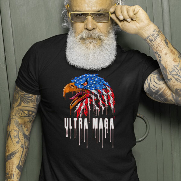 Ultra MAGA Bald Eagle Bloody Splatter Trump 2024 Anti Biden T-Shirts