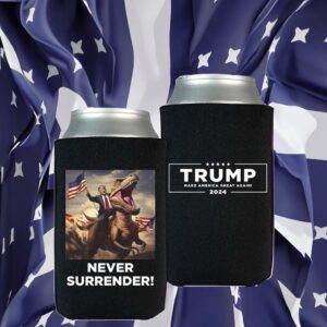 Never Surrender!! Trump 2024 on T-Rex Beverage Cooler Black