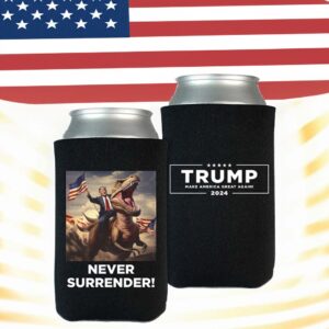Never Surrender!! Trump 2024 on T-Rex Beverage Coolers Black