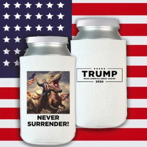 Never Surrender!! Trump on T-Rex Beverage Cooler