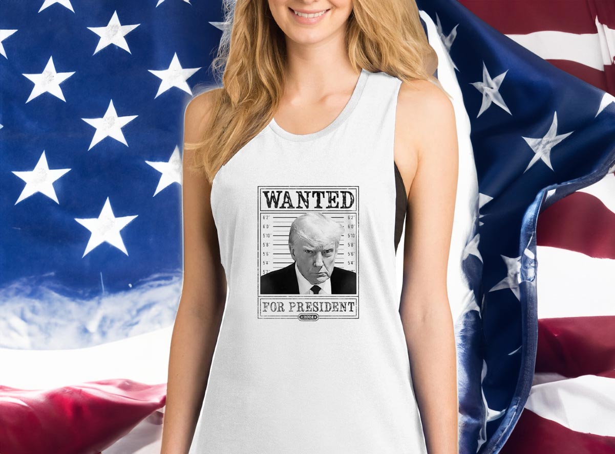 Trump 2024 Wanted Ladies Tank T-Shirt