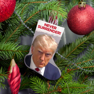Trump 2024 Never Surrender Christmas Stocking