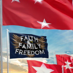 Faith Family Freedom Bold Eagle Navy Blue Flag 2024