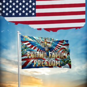 Faith Family Freedom Stained Glass Eagle Flag 2024