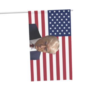 Trump 2024 mug shot on the American flag