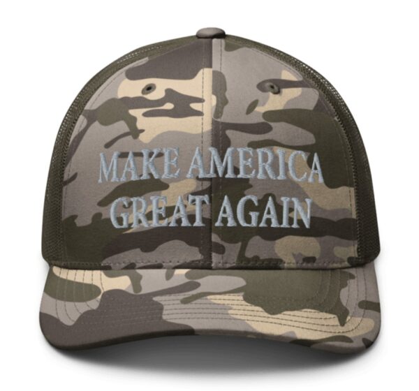 TRUMP NEVER SURRENDER BLACK MAGA Camouflage Trucker Hat