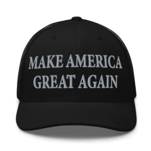 TRUMP NEVER SURRENDER BLACK MAGA Trucker Hat