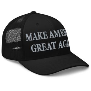 TRUMP NEVER SURRENDER BLACK MAGA Trucker Hat Caps