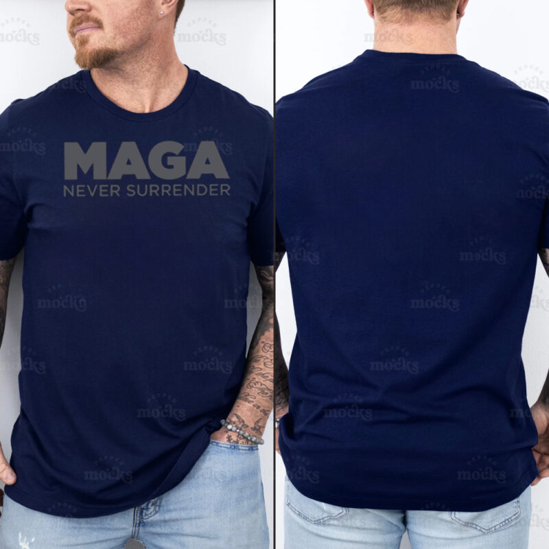 Trump MAGA NEVER SURRENDER Navy T-Shirt