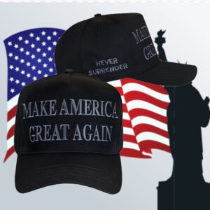 Trump Never Surrender Black MAGA Retro Trucker Hat