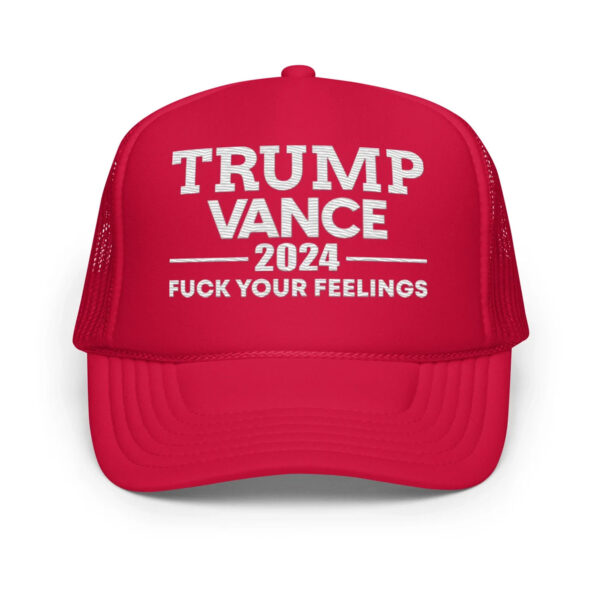 Trump Vance Trucker Hat, Trump Vance Hat, Trump Vance 2024 Hat, Red Trump Trucker Hat, Trump Hat, Fuck Your Feelings Trucker Hat, Red Hat4